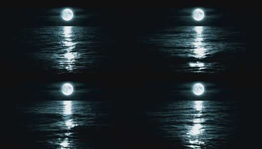 月亮在海上，可循环高清在线视频素材下载