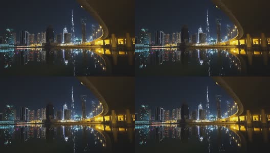迪拜夜景与城市灯光高清在线视频素材下载