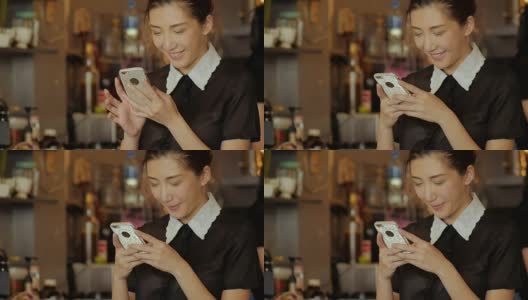 亚洲女性使用智能手机高清在线视频素材下载