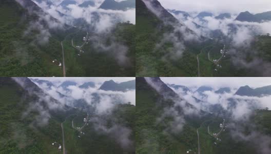 空中拍摄的山脉和云在墨西哥高清在线视频素材下载