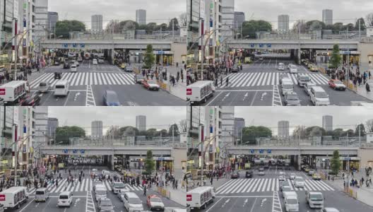 4K延时:行人在东京上野站拥挤过马路高清在线视频素材下载