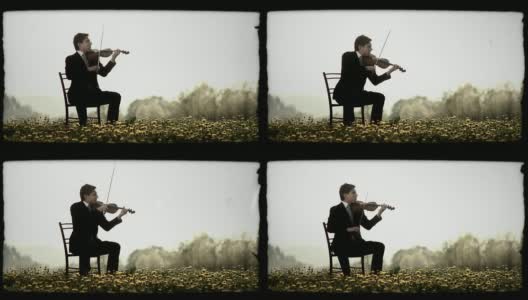 HD:在大自然中拉小提琴高清在线视频素材下载