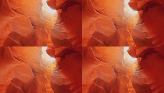 羚羊峡谷里的尘土在阳光下飞舞。放大拍摄的羚羊峡谷红墙在亚利桑那州，美国高清在线视频素材下载