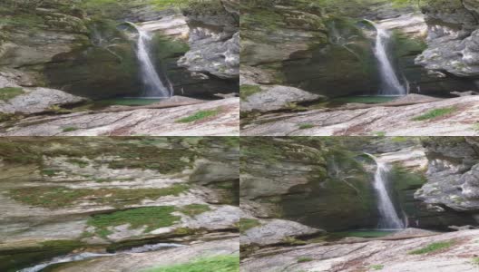 被困在岩石中的瀑布，莫斯特尼察河，博欣伊河高清在线视频素材下载