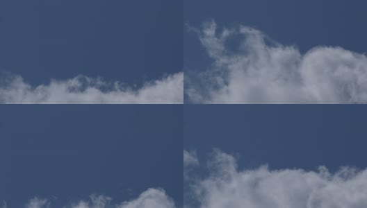 特写4K延时视频白色的大云在蓝色阳光灿烂的天空。夏日蔚蓝多云的天空时光流逝。驾驶飞机穿过云层的效果。高清在线视频素材下载