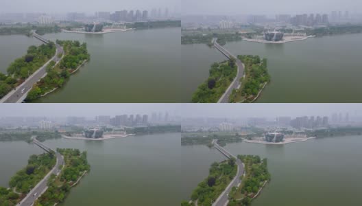 航拍徐州云龙湖景观大画幅高清在线视频素材下载