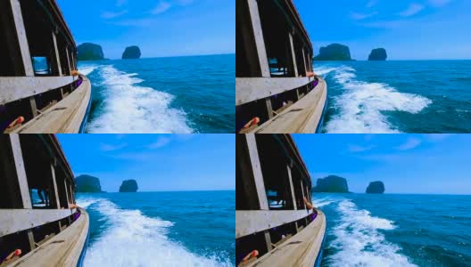 泰国甲米莱莱热带泻湖游船之旅高清在线视频素材下载