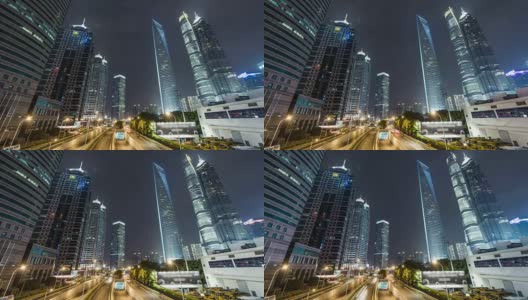 T/L WS LA ZI Downtown Shanghai at Night /上海，中国高清在线视频素材下载