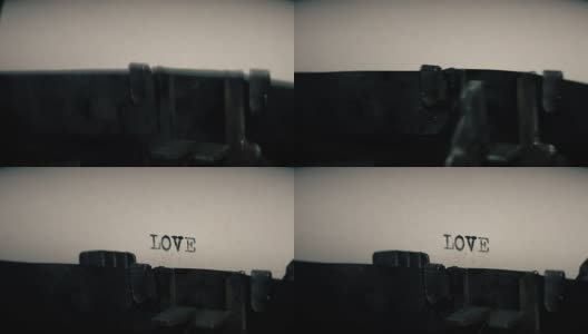 老式打字机的打字条打印出“爱”字高清在线视频素材下载