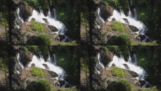 Namtok Pha Suea - Pha Sua瀑布位于泰国湄宏顺的Tham Pla -Namtok Pha Suea国家公园高清在线视频素材下载