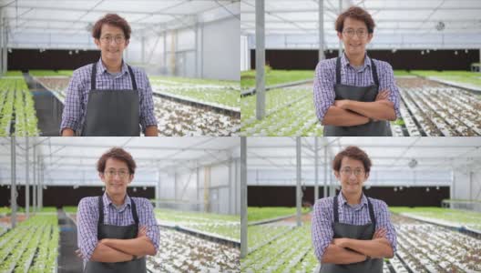 亚洲男性农场主成功的肖像看着相机高清在线视频素材下载