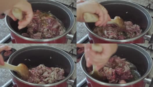 用肉做饭高清在线视频素材下载