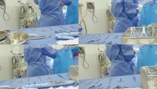 手术中使用的手术器械的特写高清在线视频素材下载