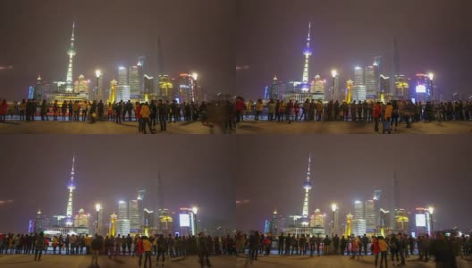 东方明珠电视塔夜景，中国上海。高清在线视频素材下载
