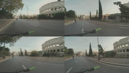 视角:骑自行车到罗马竞技场高清在线视频素材下载