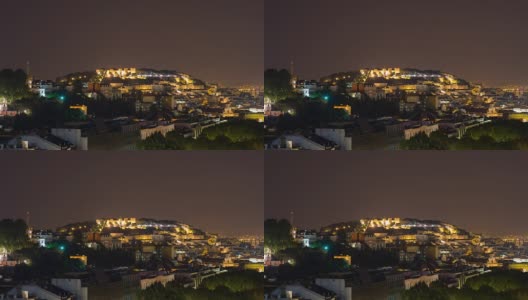 葡萄牙，里斯本，圣乔治堡的夜晚时光高清在线视频素材下载