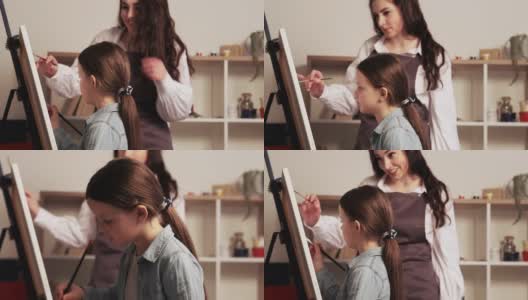 绘画课儿童学校艺术工作室女性高清在线视频素材下载