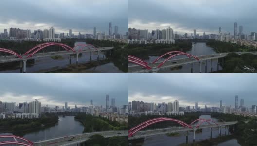 中国深圳-大约2021年:中国深圳的无人机航拍景观高清在线视频素材下载