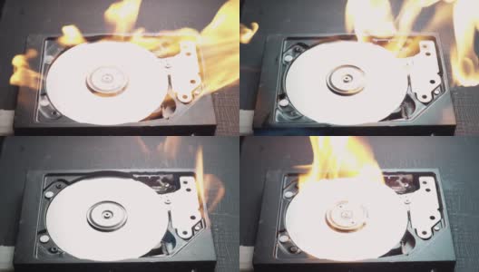硬盘故障，电脑硬盘起火。技术事故的概念。高清在线视频素材下载