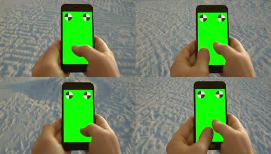 智能手机chromakey绿色屏幕短信冲浪网佛罗里达海滩高清在线视频素材下载