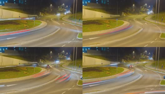 高清延时:环岛上的交通高清在线视频素材下载