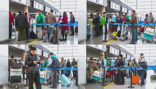通勤旅客在机场离港站的时间流逝高清在线视频素材下载