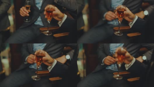 商人在庆祝活动:喝酒高清在线视频素材下载