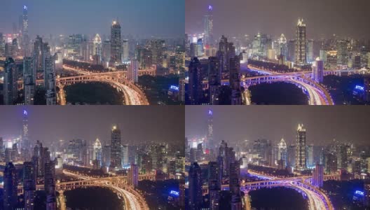 上海夜景鸟瞰图高清在线视频素材下载