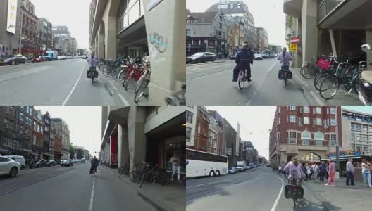4K POV:在阿姆斯特丹街道上骑自行车高清在线视频素材下载