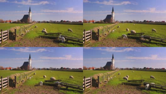 荷兰特塞尔岛登霍恩教堂高清在线视频素材下载