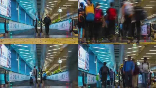 时间流逝:新加坡樟宜机场拥挤的人群高清在线视频素材下载