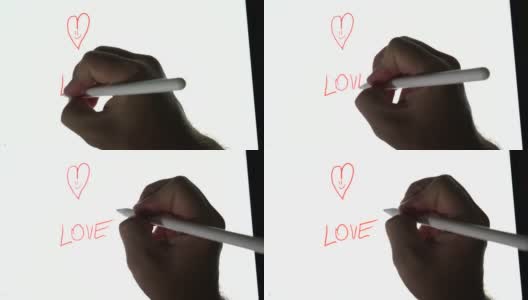 人在写字板上画上一个红色的伤害，写下爱，然后划掉高清在线视频素材下载