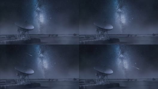 夜晚的天文台。天文台正在寻找太空信号。高清在线视频素材下载