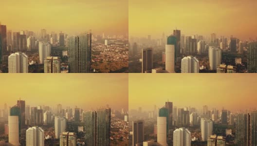 黄昏时分的景观与摩天大楼的景色高清在线视频素材下载
