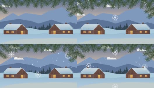 圣诞快乐，房子在雪景高清在线视频素材下载