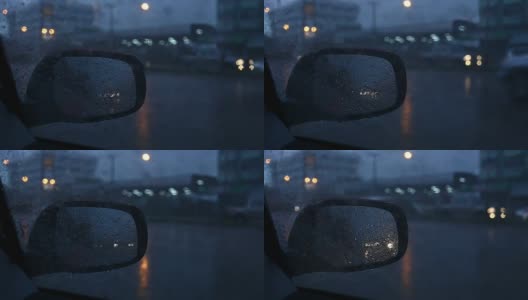 雨点落在镜子车上高清在线视频素材下载