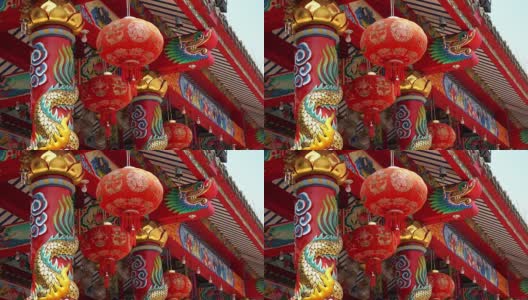 Chinese Temple With Red Lanterns高清在线视频素材下载
