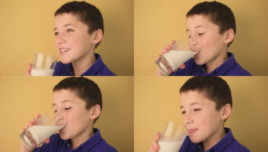 孩子在喝牛奶高清在线视频素材下载