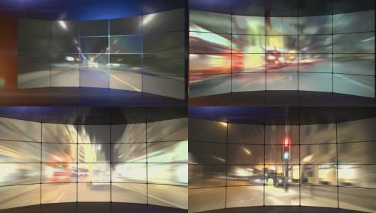 快速城市夜间驾驶延时视频墙。高清高清在线视频素材下载