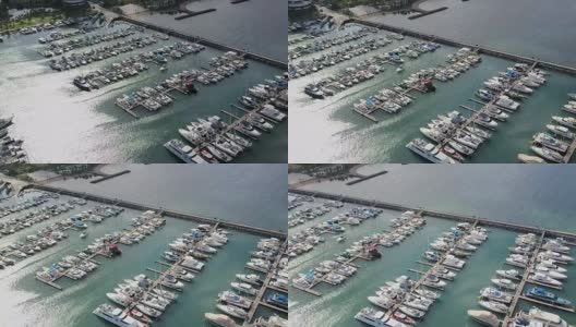 泰国春武里芭堤雅游艇港鸟瞰图高清在线视频素材下载