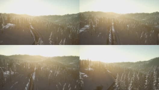 冬季阳光明媚的一天的山地景观高清在线视频素材下载