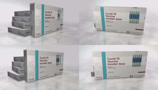 Covid-19疫苗助推器剂量包抽象概念3d高清在线视频素材下载