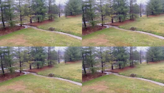 下雨天的后院景色高清在线视频素材下载