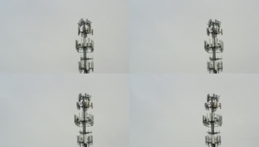 冬季暴风雪后的5G手机发射塔高清在线视频素材下载