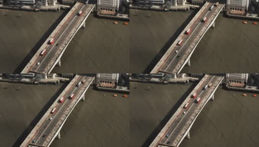 伦敦桥上的乘客航拍高清在线视频素材下载
