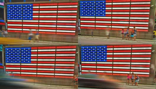 时代广场和美国国旗高清在线视频素材下载