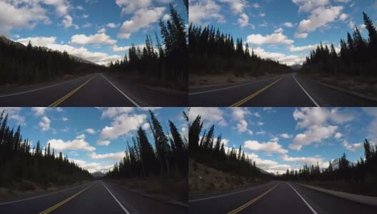 汽车行驶在冰原大道风景优美的道路上高清在线视频素材下载