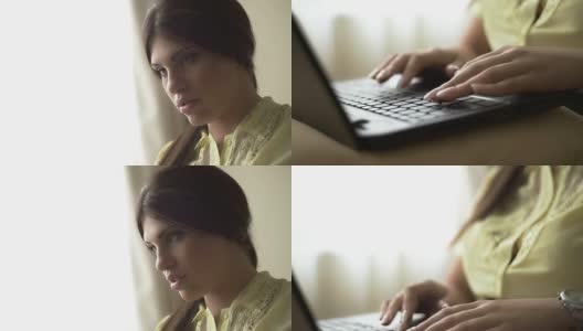 年轻女子使用笔记本电脑高清在线视频素材下载
