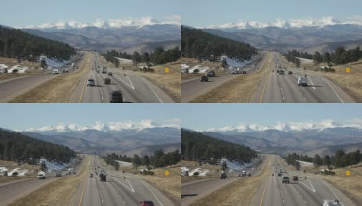高清视频州际70公路交通和科罗拉多州落基山脉高清在线视频素材下载