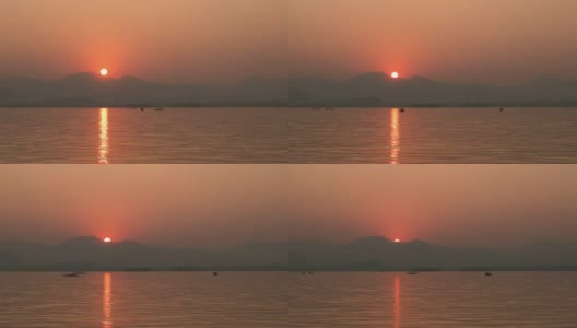 杭州西湖的天际线和日落，时光流逝高清在线视频素材下载